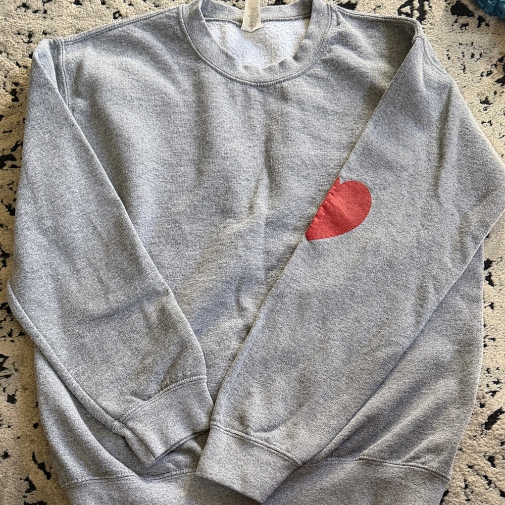 Vici Gray Sweatshirt with Red Heart Detail